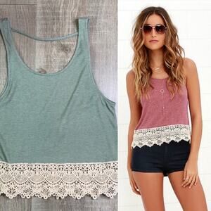 OTHERS FOLLOW Women's Mint Lace Trim Low Back Tank